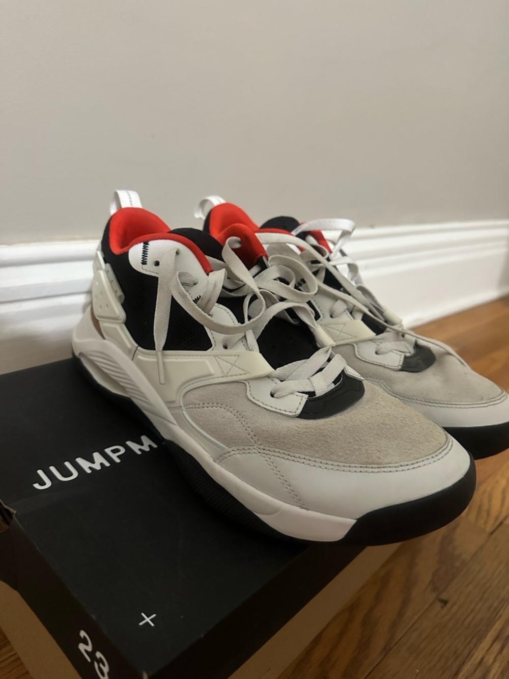 Jordan Men's White, Black and Red Low-Top Sneakers